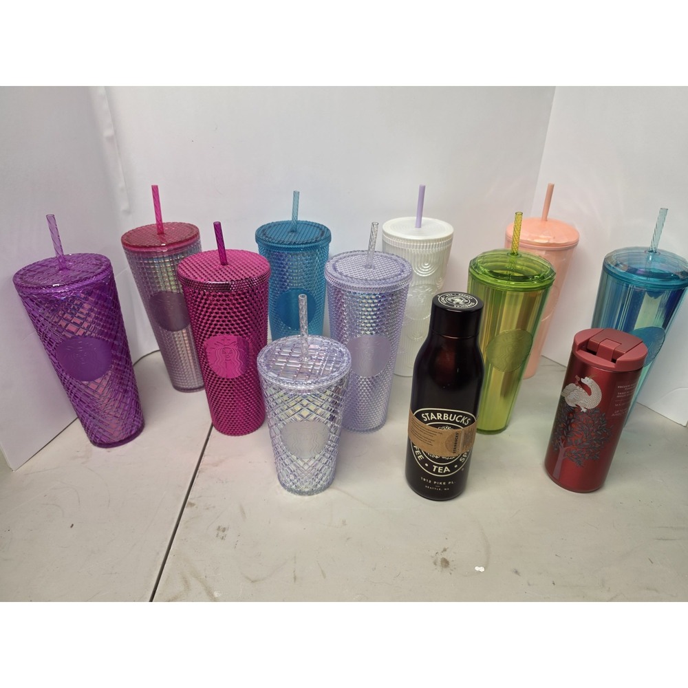 Starbucks Tumbler Assorted Cups Bundle Lot of 12 Straws Lids